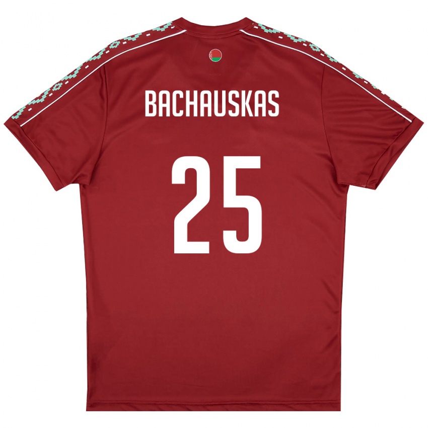נשים בלארוס Ivan Bachauskas #25 אדום עמוק לבן ג'רזי ביתית 26-28 חולצה קצרה