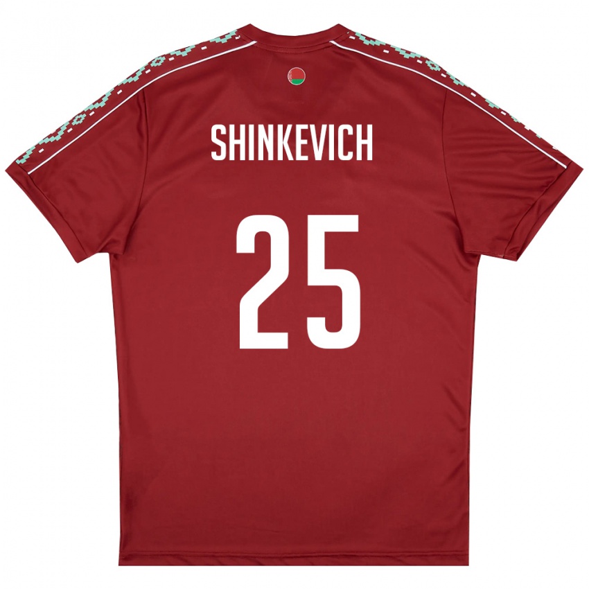 נשים בלארוס Dariush Shinkevich #25 אדום עמוק לבן ג'רזי ביתית 26-28 חולצה קצרה