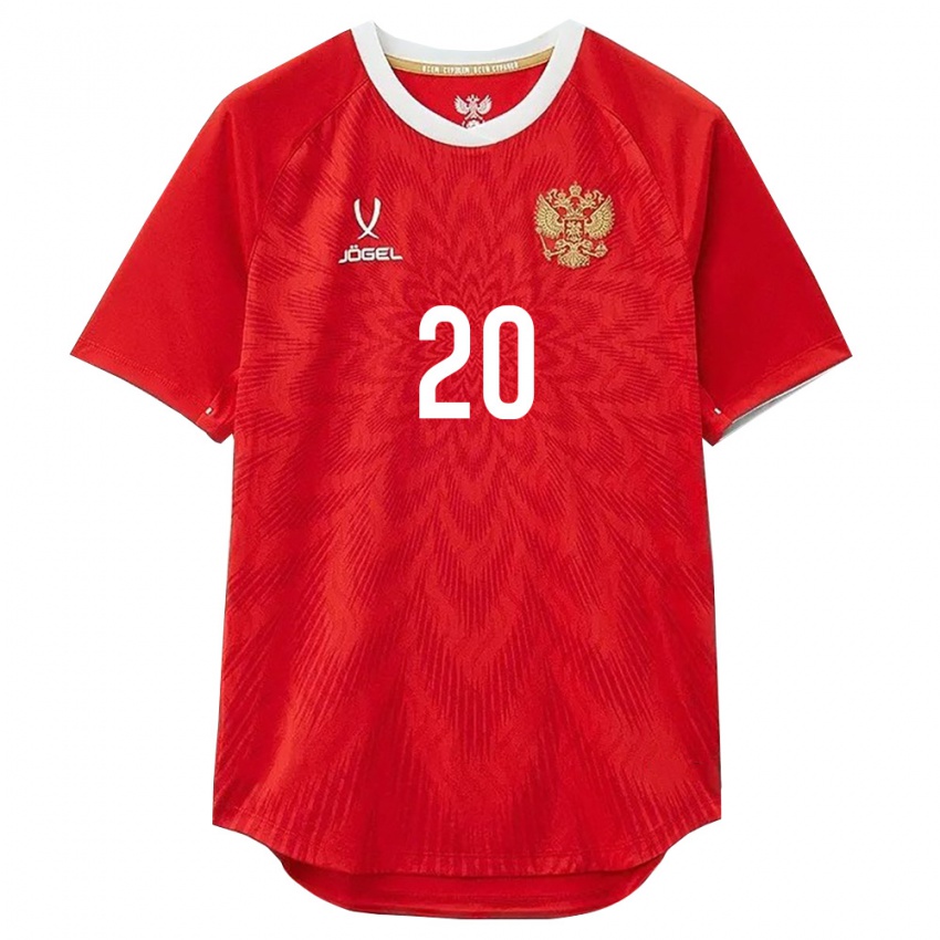 נשים רוסיה Danila Popkov #20 אדום לבן חום ג'רזי ביתית 26-28 חולצה קצרה