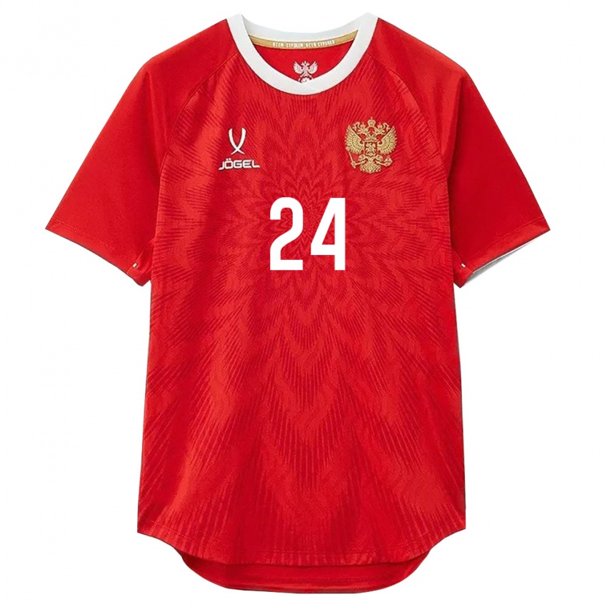 נשים רוסיה Denis Avdeev #24 אדום לבן חום ג'רזי ביתית 26-28 חולצה קצרה