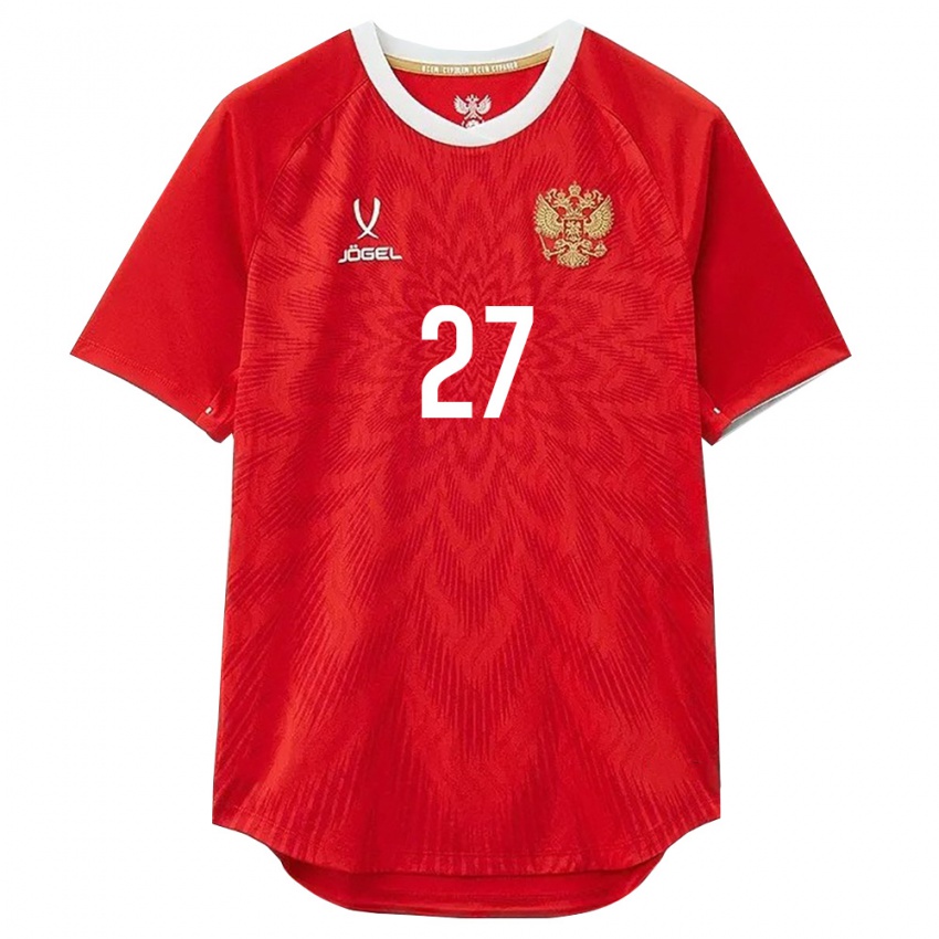 נשים רוסיה איוואן אובליאקוב #27 אדום לבן חום ג'רזי ביתית 26-28 חולצה קצרה