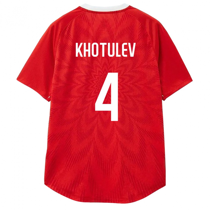 נשים רוסיה Timofey Khotulev #4 אדום לבן חום ג'רזי ביתית 26-28 חולצה קצרה