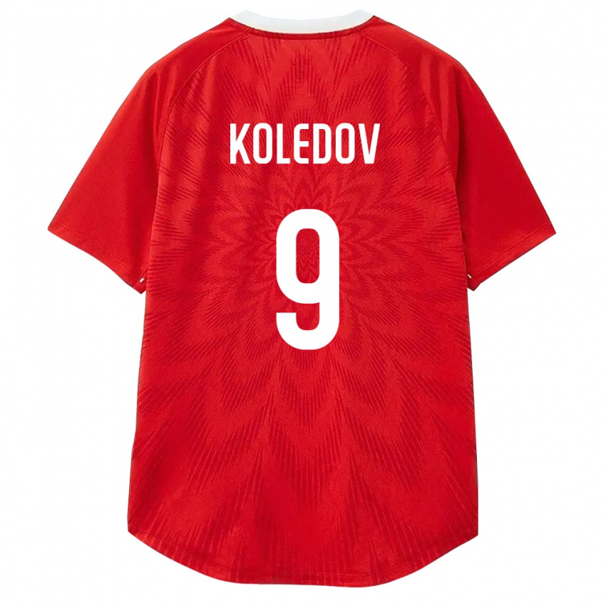 נשים רוסיה Aleksandr Koledov #9 אדום לבן חום ג'רזי ביתית 26-28 חולצה קצרה