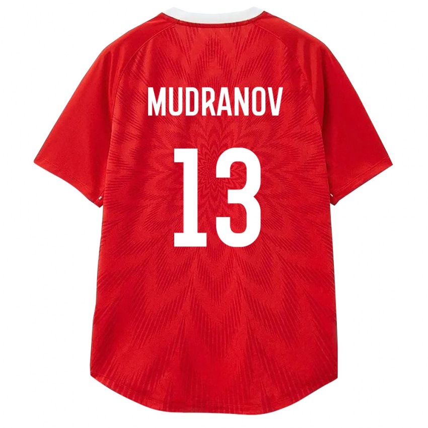 נשים רוסיה Artur Mudranov #13 אדום לבן חום ג'רזי ביתית 26-28 חולצה קצרה