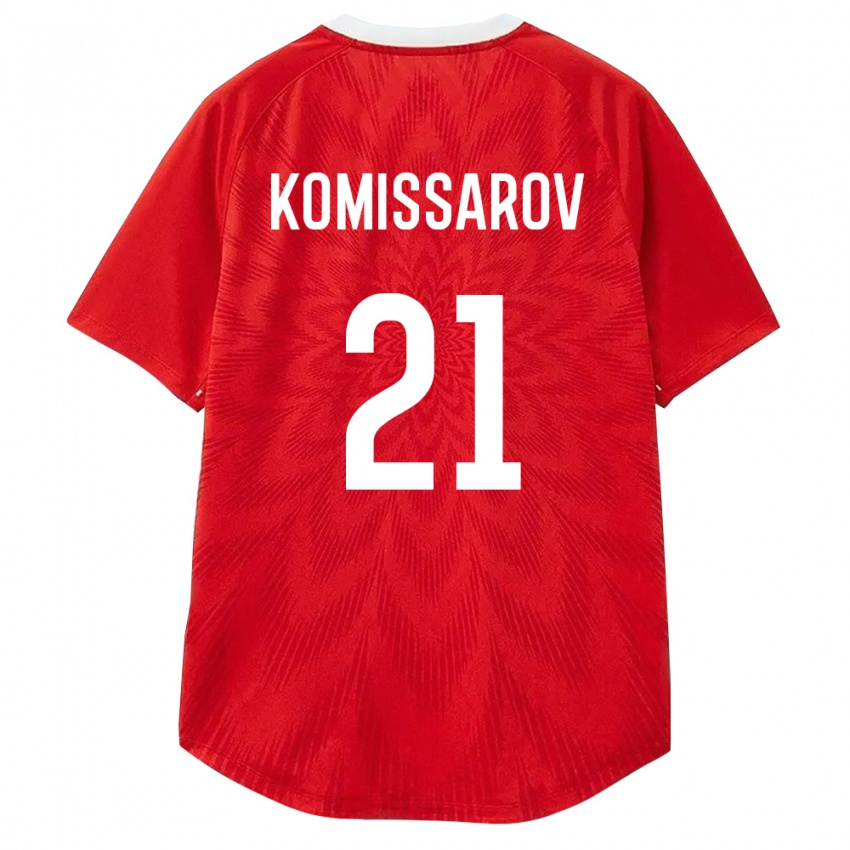 נשים רוסיה Timofey Komissarov #21 אדום לבן חום ג'רזי ביתית 26-28 חולצה קצרה