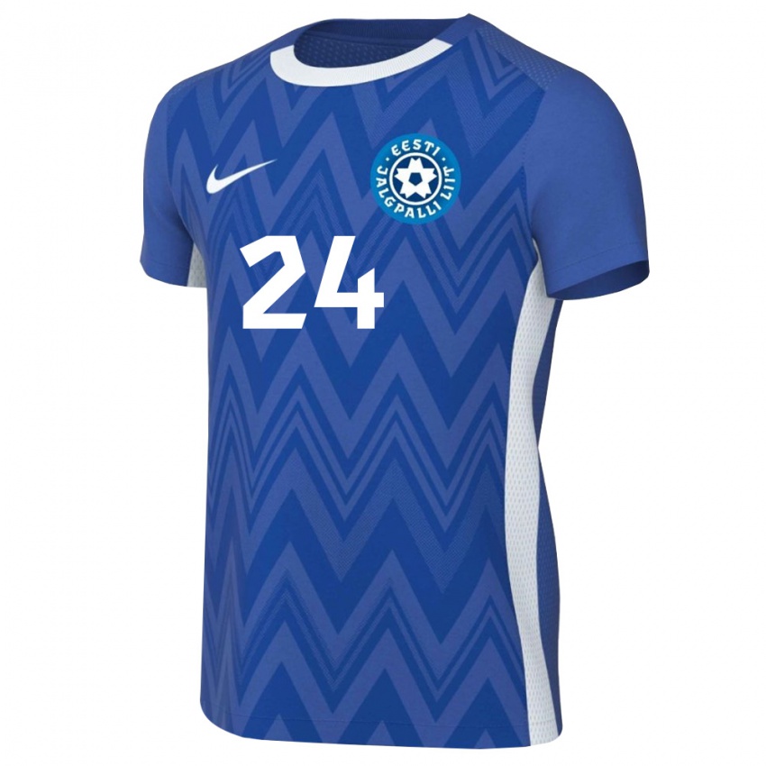 נשים אסטוניה Roman Lukin #24 כחול כהה לבן ג'רזי ביתית 26-28 חולצה קצרה