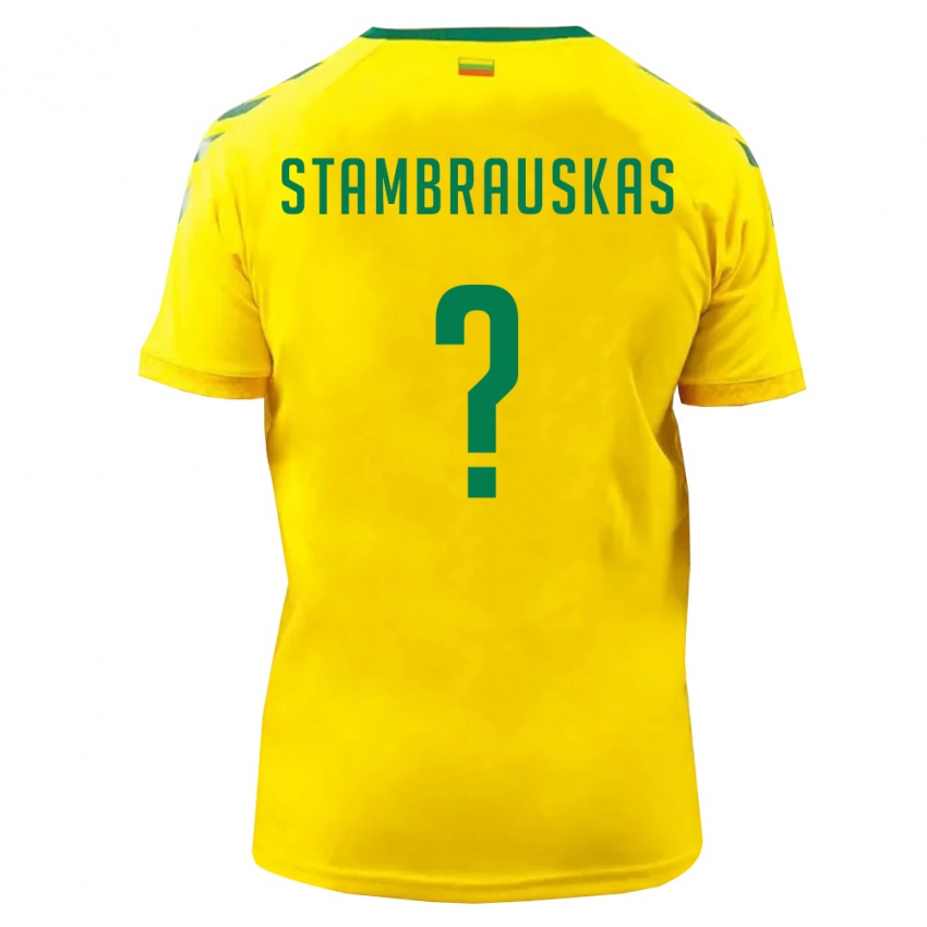נשים ליטא Martynas Stambrauskas #0 צהוב ירוק ג'רזי ביתית 26-28 חולצה קצרה