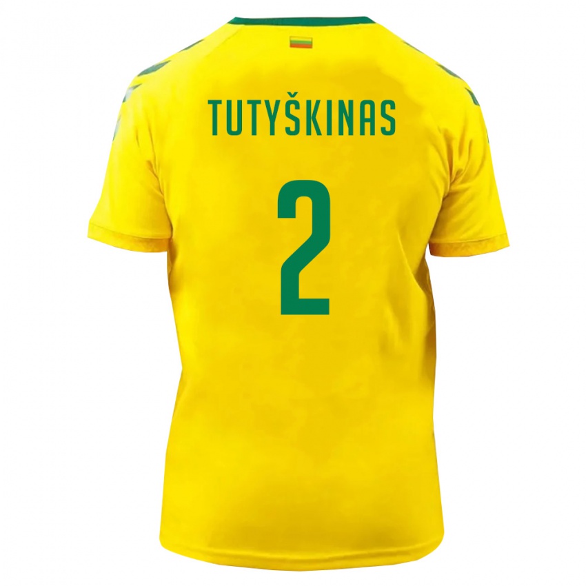 נשים ליטא Artemijus Tutyskinas #2 צהוב ירוק ג'רזי ביתית 26-28 חולצה קצרה