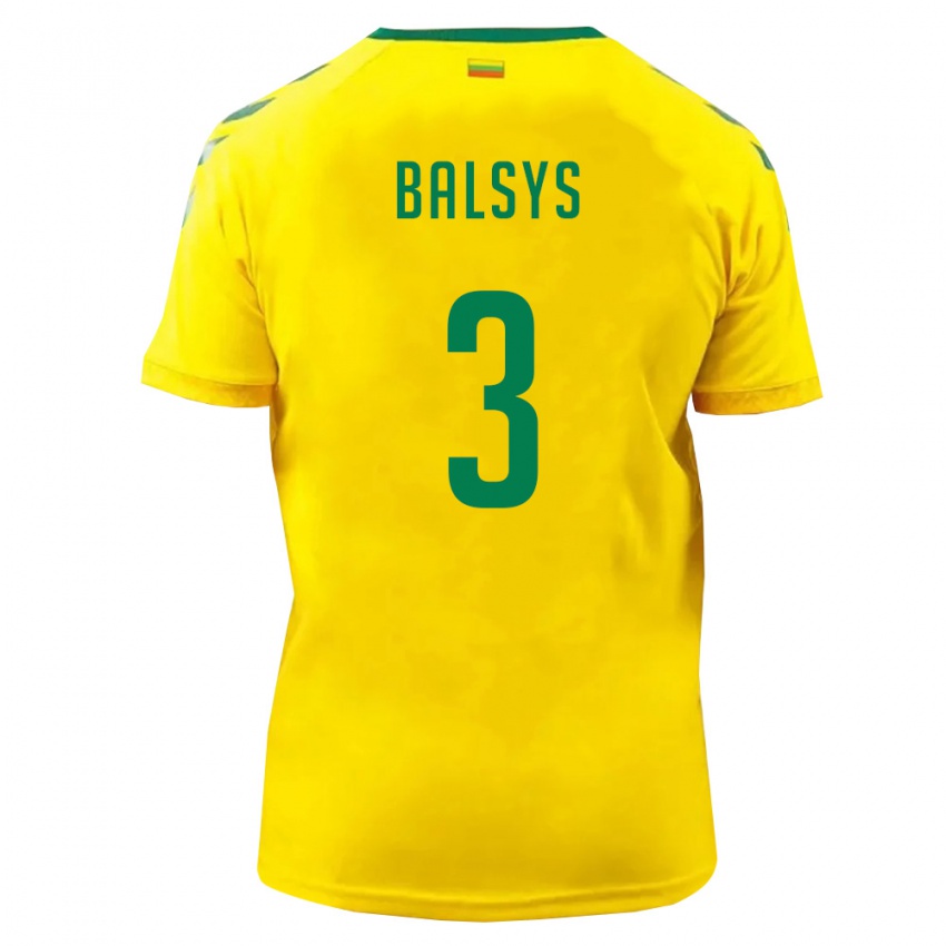 נשים ליטא Dovydas Balsys #3 צהוב ירוק ג'רזי ביתית 26-28 חולצה קצרה