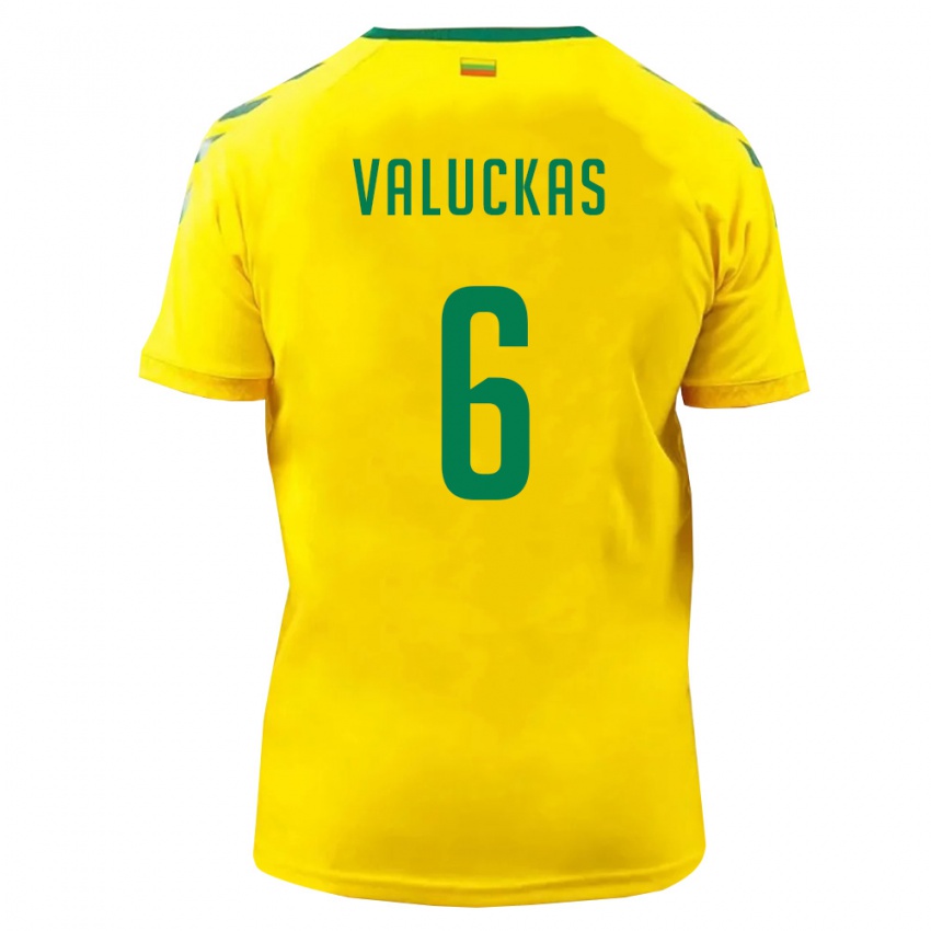 נשים ליטא Augustas Valuckas #6 צהוב ירוק ג'רזי ביתית 26-28 חולצה קצרה
