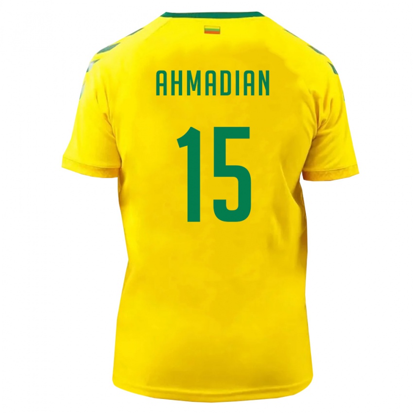 נשים ליטא Arijus Ahmadian #15 צהוב ירוק ג'רזי ביתית 26-28 חולצה קצרה