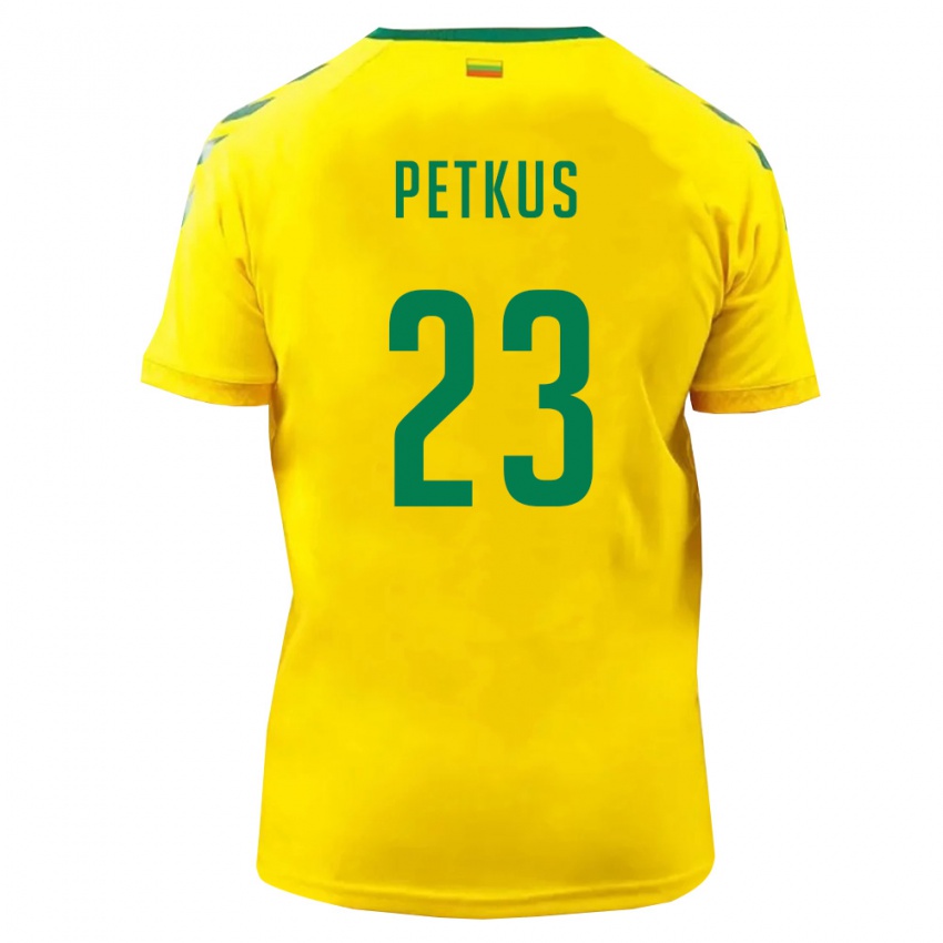 נשים ליטא Nojus Petkus #23 צהוב ירוק ג'רזי ביתית 26-28 חולצה קצרה