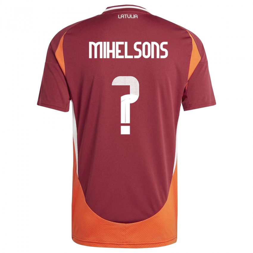 נשים לטביה Rendijs Mihelsons #0 אדום עמוק לבן כתום ג'רזי ביתית 26-28 חולצה קצרה