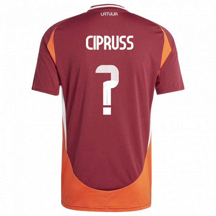 נשים לטביה Salvijs Cipruss #0 אדום עמוק לבן כתום ג'רזי ביתית 26-28 חולצה קצרה