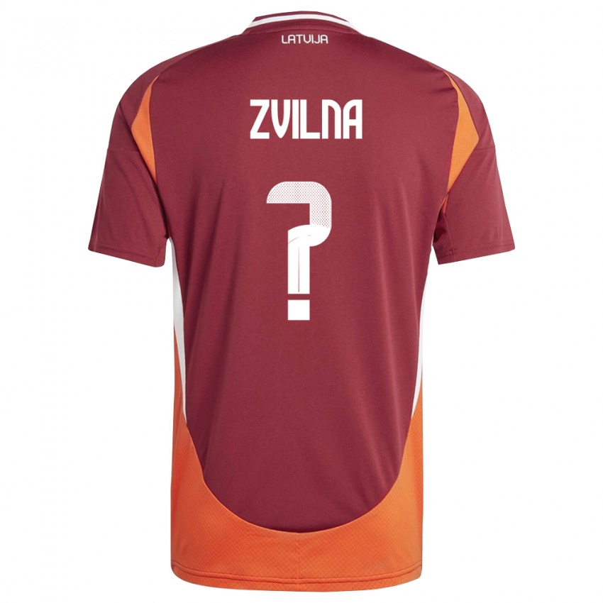נשים לטביה Kristaps Zvilna #0 אדום עמוק לבן כתום ג'רזי ביתית 26-28 חולצה קצרה