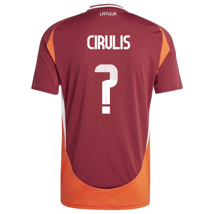 נשים לטביה Martins Cirulis #0 אדום עמוק לבן כתום ג'רזי ביתית 26-28 חולצה קצרה