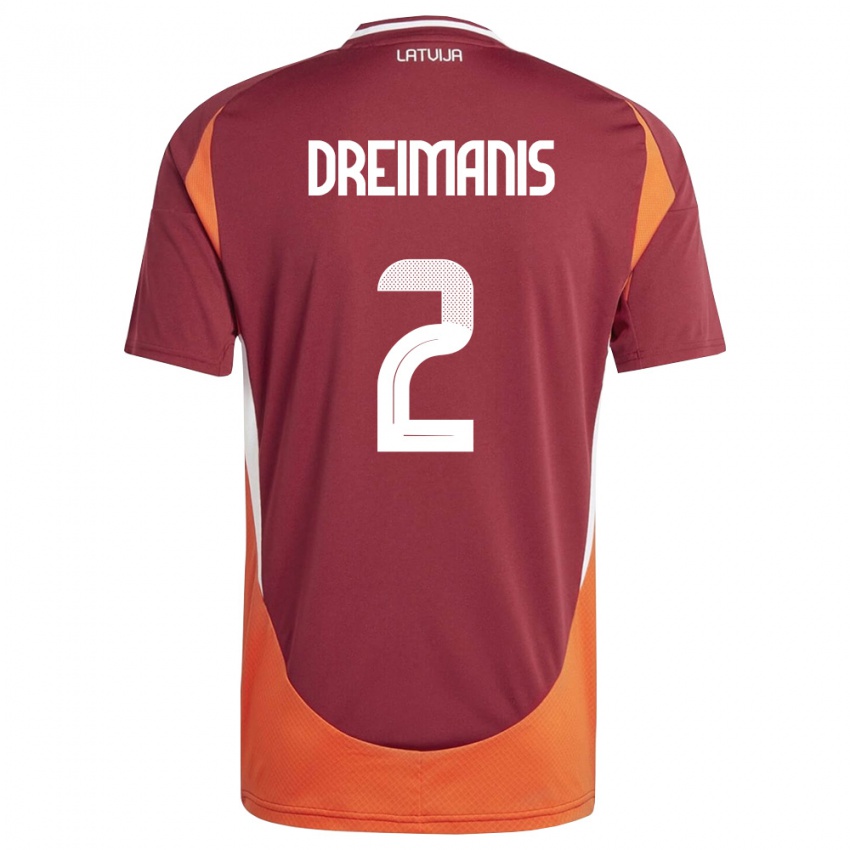 נשים לטביה Adams Dreimanis #2 אדום עמוק לבן כתום ג'רזי ביתית 26-28 חולצה קצרה