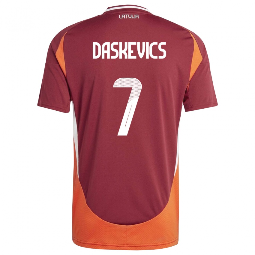 נשים לטביה Eduards Daskevics #7 אדום עמוק לבן כתום ג'רזי ביתית 26-28 חולצה קצרה
