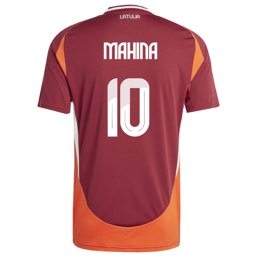 נשים לטביה Nazars Mahina #10 אדום עמוק לבן כתום ג'רזי ביתית 26-28 חולצה קצרה