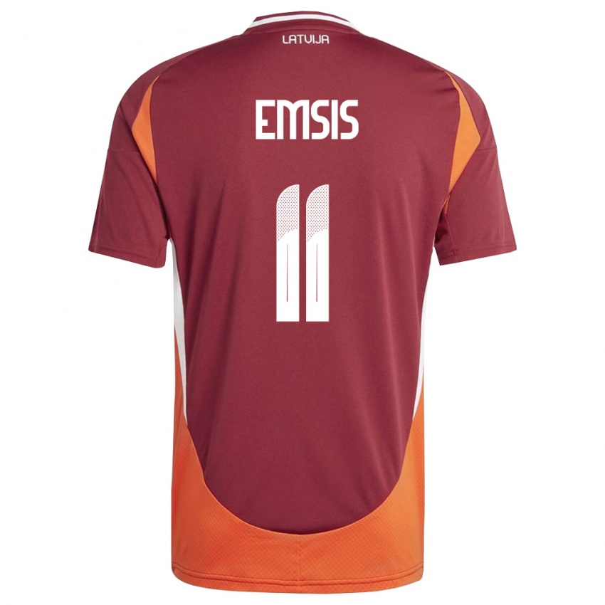 נשים לטביה Eduards Emsis #11 אדום עמוק לבן כתום ג'רזי ביתית 26-28 חולצה קצרה