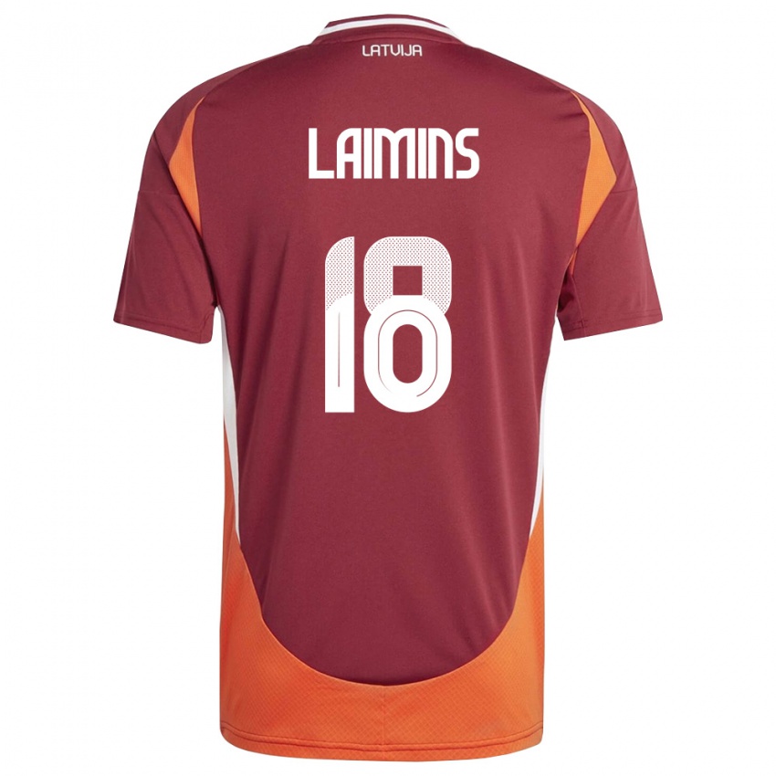 נשים לטביה Rodrigo Laimins #18 אדום עמוק לבן כתום ג'רזי ביתית 26-28 חולצה קצרה