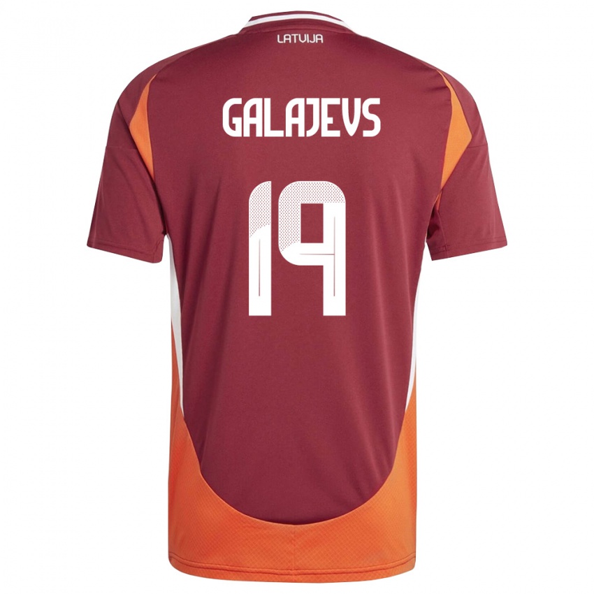 נשים לטביה Marats Galajevs #19 אדום עמוק לבן כתום ג'רזי ביתית 26-28 חולצה קצרה