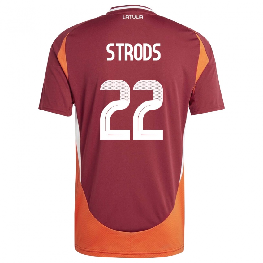 נשים לטביה Markuss Strods #22 אדום עמוק לבן כתום ג'רזי ביתית 26-28 חולצה קצרה