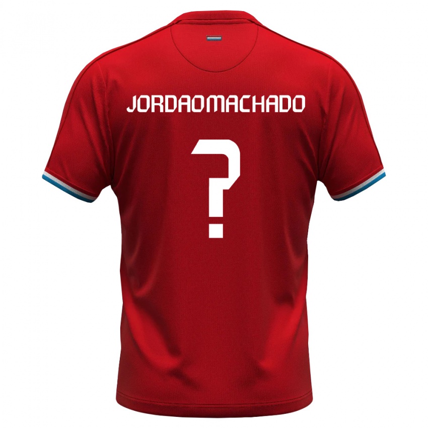 נשים לוקסמבורג Dinis Jordao Machado #0 אדום לבן כחול ג'רזי ביתית 26-28 חולצה קצרה