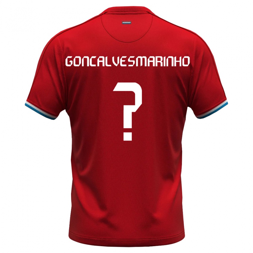 נשים לוקסמבורג Luca Goncalves Marinho #0 אדום לבן כחול ג'רזי ביתית 26-28 חולצה קצרה