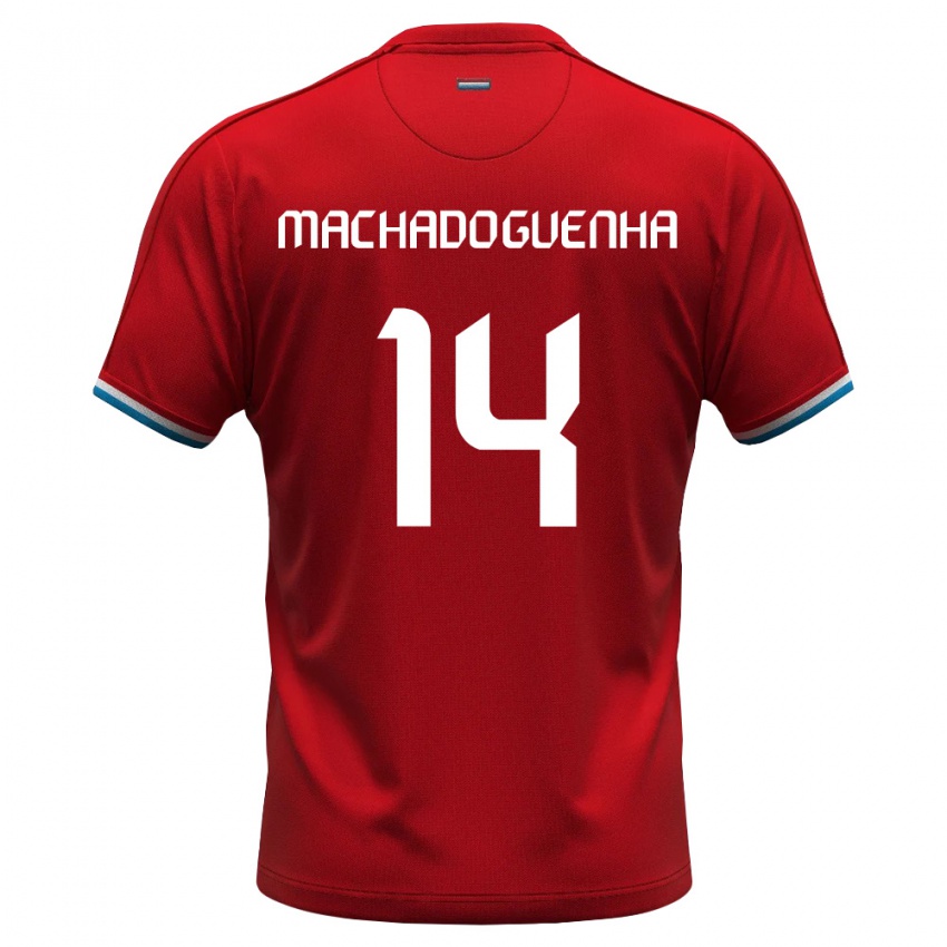נשים לוקסמבורג Antenory Machado Guenha #14 אדום לבן כחול ג'רזי ביתית 26-28 חולצה קצרה