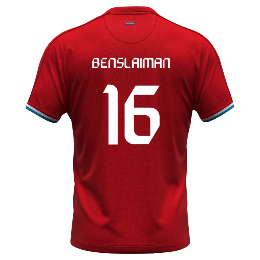 נשים לוקסמבורג Mohamed Benslaiman #16 אדום לבן כחול ג'רזי ביתית 26-28 חולצה קצרה