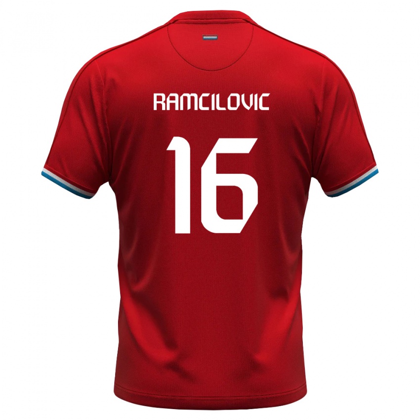 נשים לוקסמבורג Dilan Ramcilovic #16 אדום לבן כחול ג'רזי ביתית 26-28 חולצה קצרה