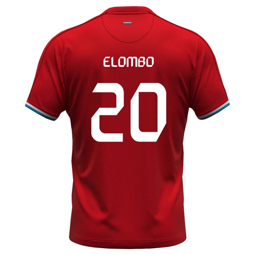 נשים לוקסמבורג Charel Elombo #20 אדום לבן כחול ג'רזי ביתית 26-28 חולצה קצרה