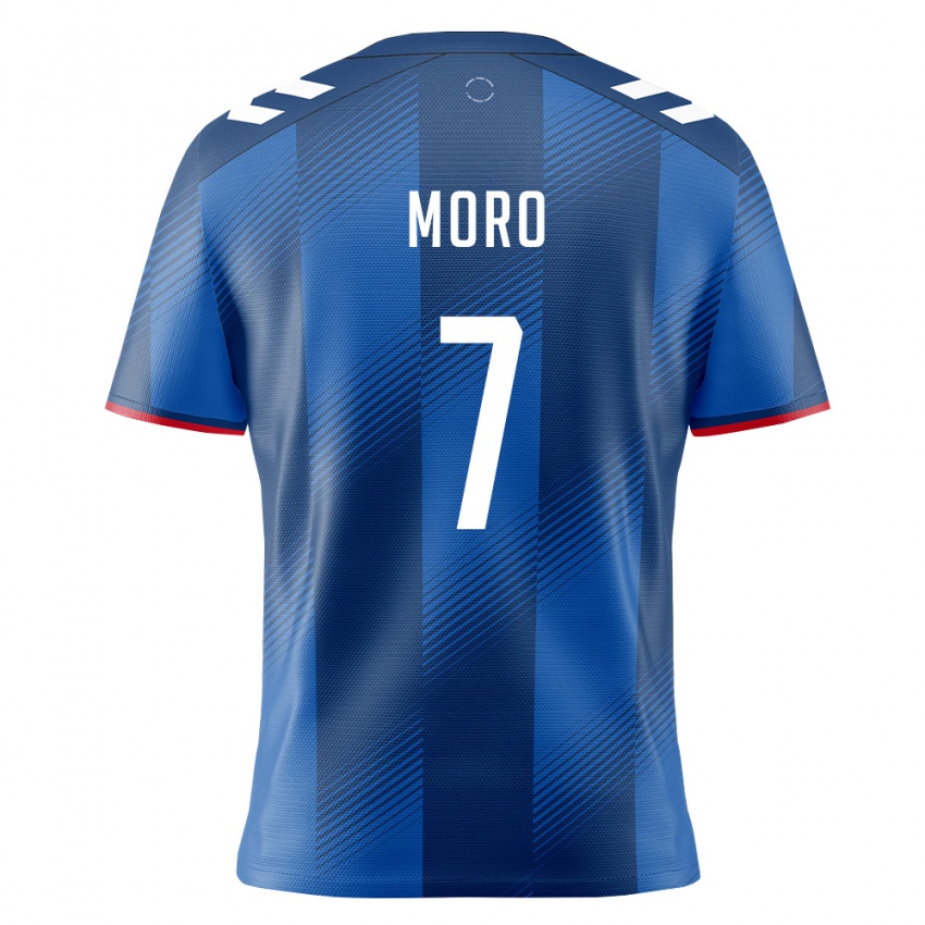 נשים פוארטו ריקו Adrián Moro #7 כחול מלכותי אדום לבן ג'רזי ביתית 26-28 חולצה קצרה