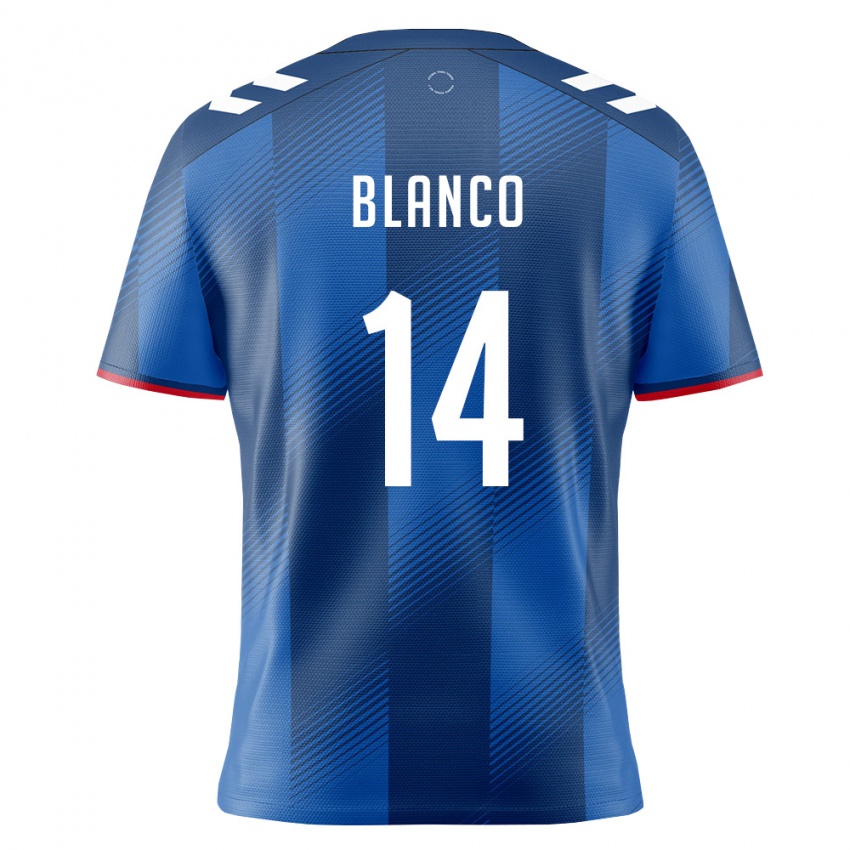 נשים פוארטו ריקו ג׳אסטין בלנקו #14 כחול מלכותי אדום לבן ג'רזי ביתית 26-28 חולצה קצרה