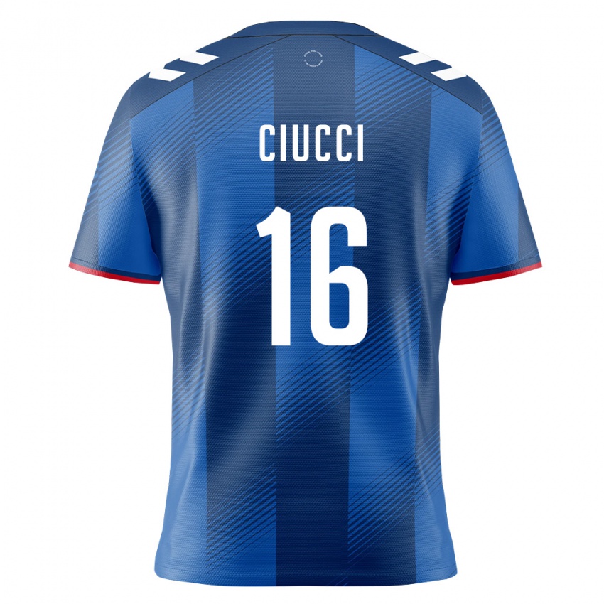 נשים פוארטו ריקו Gabriele Ciucci #16 כחול מלכותי אדום לבן ג'רזי ביתית 26-28 חולצה קצרה