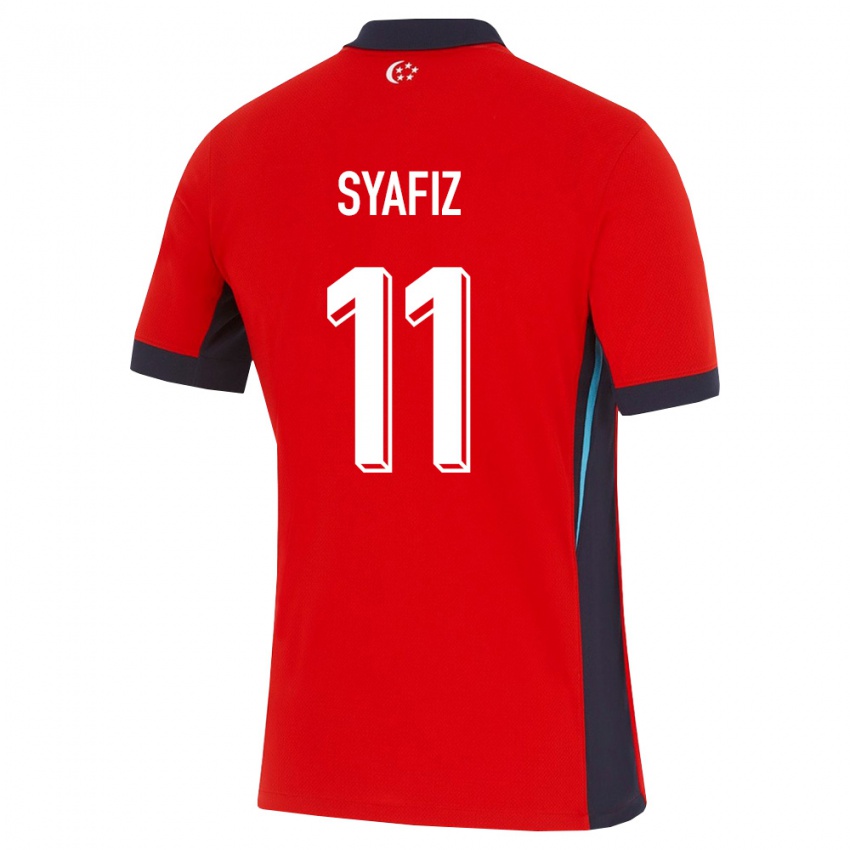 נשים סינגפור Amir Syafiz #11 אדום לבן שחור ג'רזי ביתית 26-28 חולצה קצרה