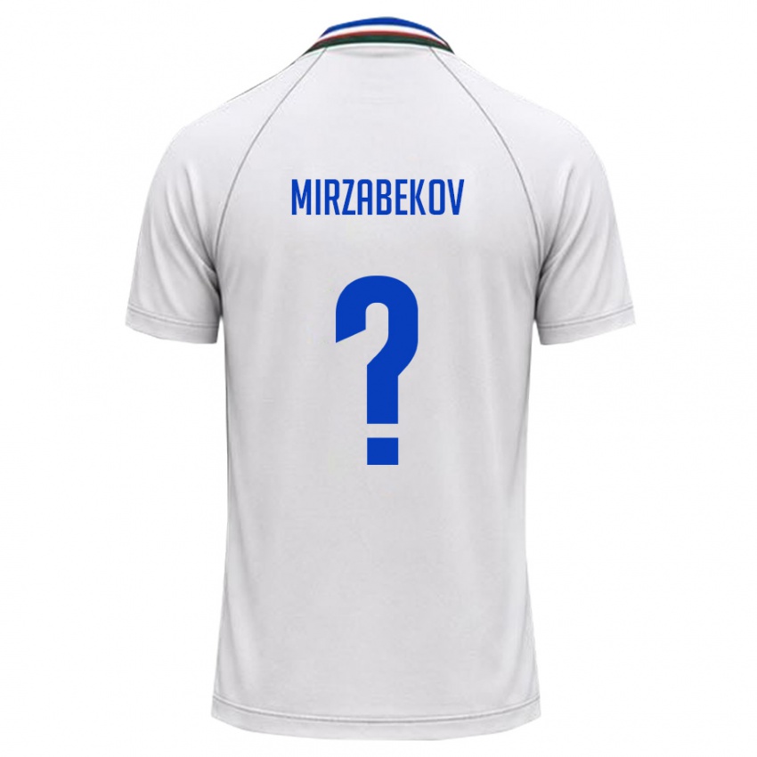 נשים אוזבקיסטן Damir Mirzabekov #0 לבן ירוק כהה הרחק ג'רזי 26-28 חולצה קצרה