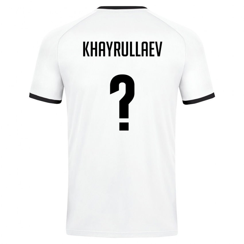 נשים אוזבקיסטן Ulugbek Khayrullaev #0 לבן ירוק כהה הרחק ג'רזי 26-28 חולצה קצרה