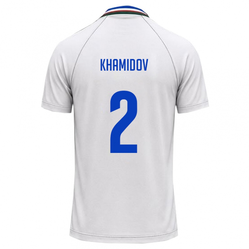 נשים אוזבקיסטן Saidkhon Khamidov #2 לבן ירוק כהה הרחק ג'רזי 26-28 חולצה קצרה