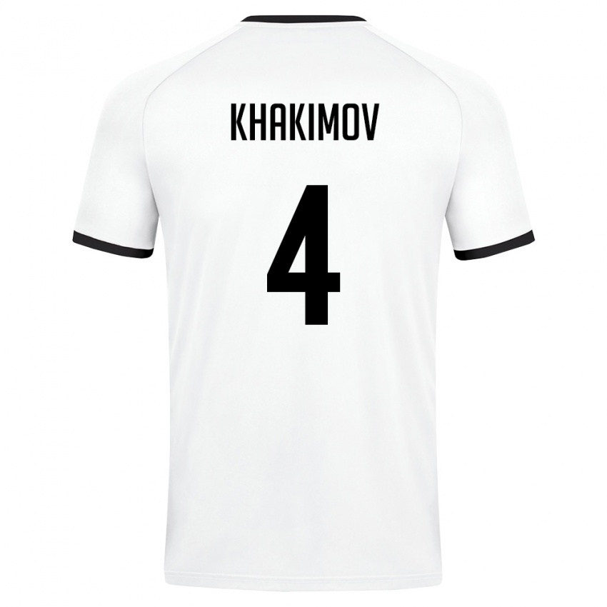 נשים אוזבקיסטן Mukhammad Khakimov #4 לבן ירוק כהה הרחק ג'רזי 26-28 חולצה קצרה
