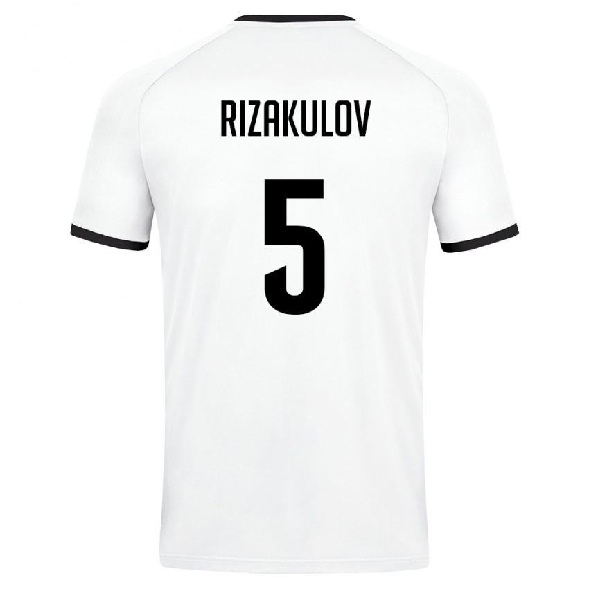 נשים אוזבקיסטן Giyosdzhon Rizakulov #5 לבן ירוק כהה הרחק ג'רזי 26-28 חולצה קצרה
