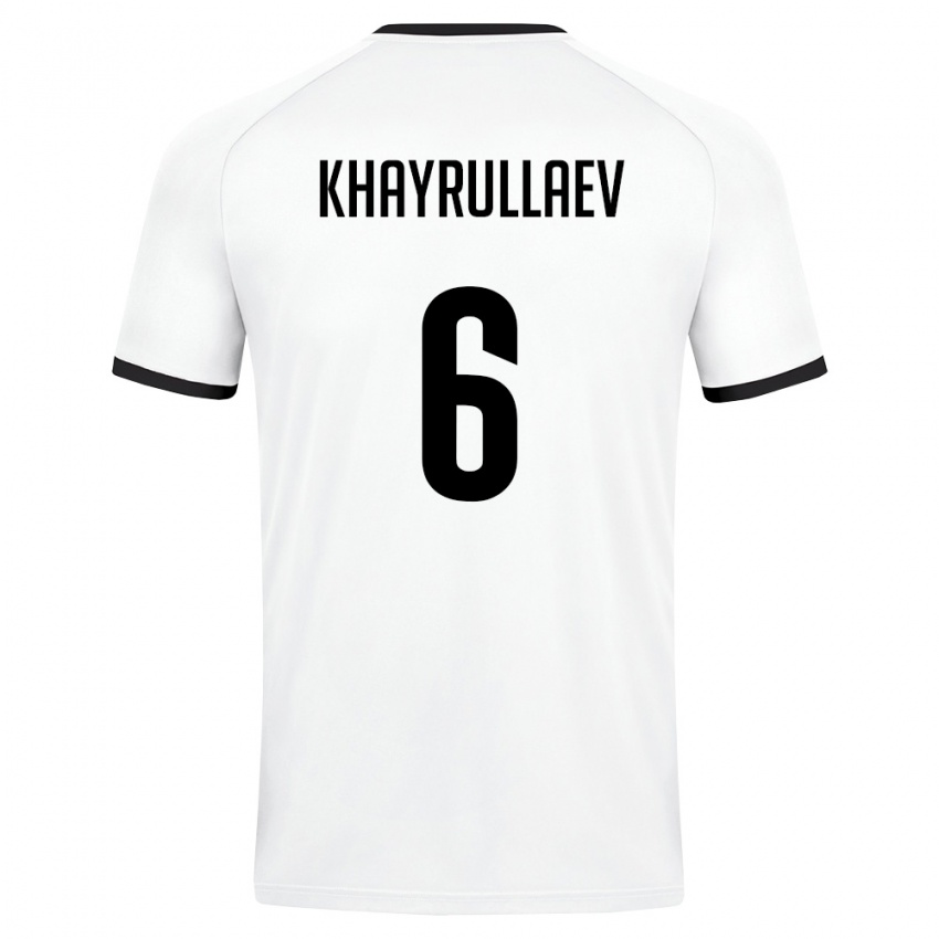 נשים אוזבקיסטן Ravshan Khayrullaev #6 לבן ירוק כהה הרחק ג'רזי 26-28 חולצה קצרה