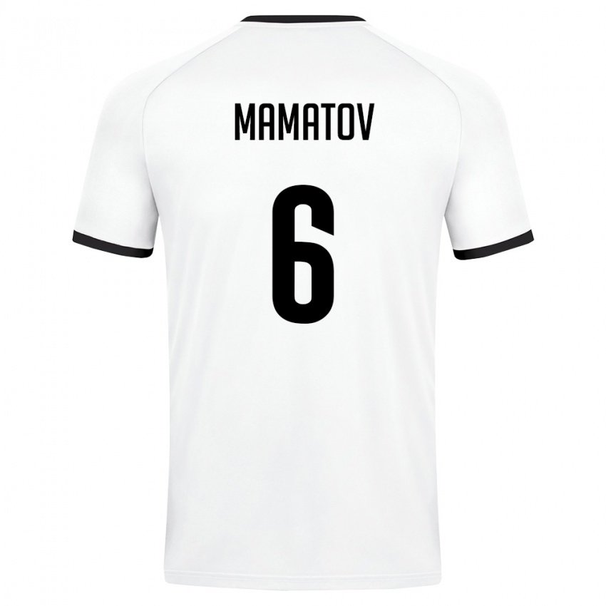 נשים אוזבקיסטן Mukhammadjon Mamatov #6 לבן ירוק כהה הרחק ג'רזי 26-28 חולצה קצרה