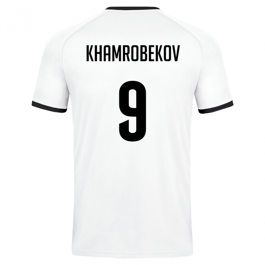 נשים אוזבקיסטן Odildzhon Khamrobekov #9 לבן ירוק כהה הרחק ג'רזי 26-28 חולצה קצרה