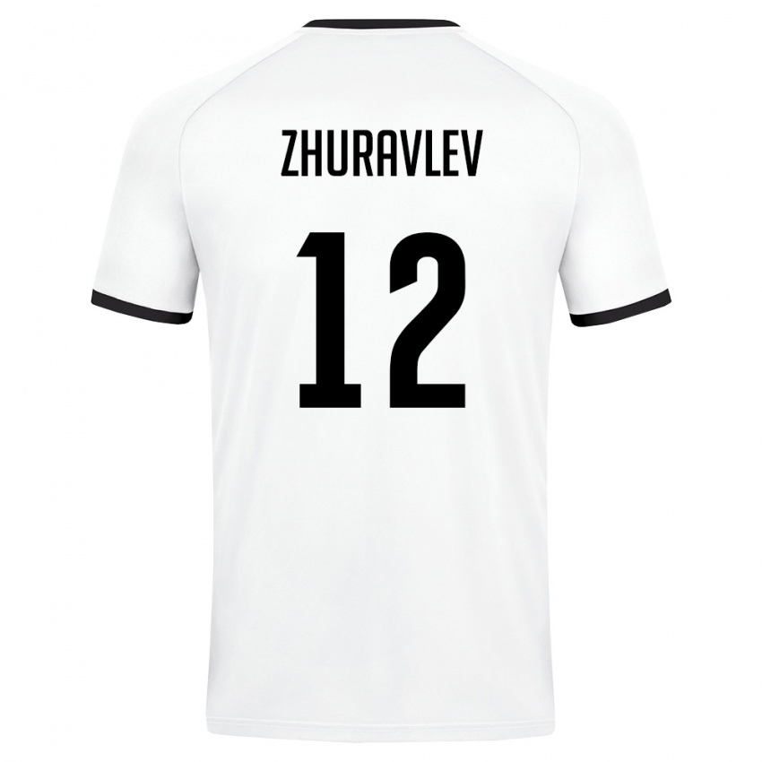 נשים אוזבקיסטן Denis Zhuravlev #12 לבן ירוק כהה הרחק ג'רזי 26-28 חולצה קצרה