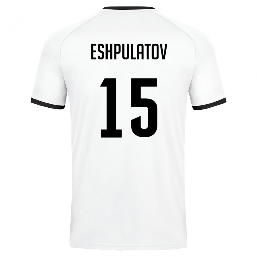 נשים אוזבקיסטן Mironshokh Eshpulatov #15 לבן ירוק כהה הרחק ג'רזי 26-28 חולצה קצרה