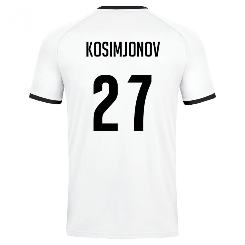 נשים אוזבקיסטן Asadbek Kosimjonov #27 לבן ירוק כהה הרחק ג'רזי 26-28 חולצה קצרה