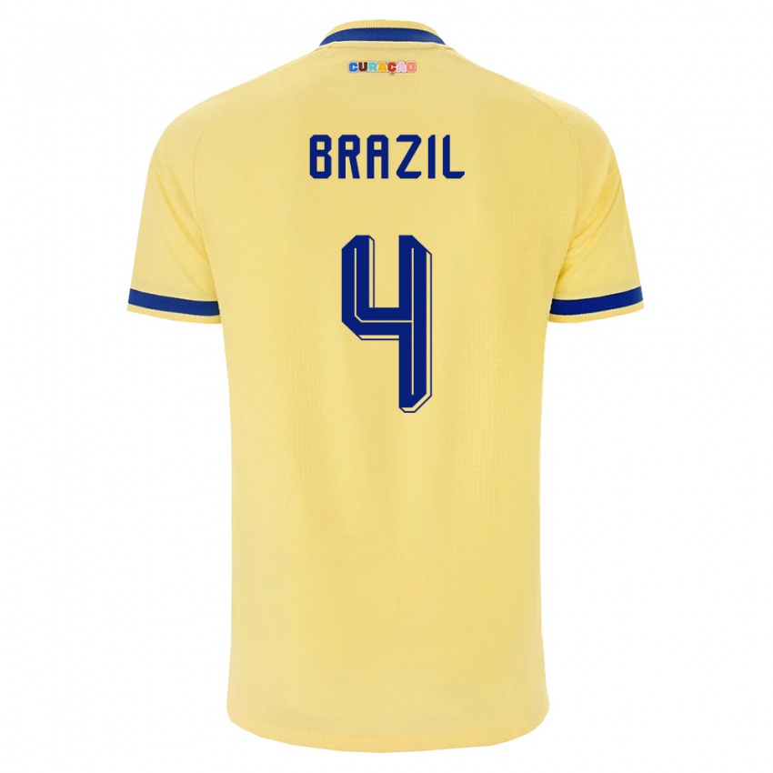 נשים קוראסאו Keano Brazil #4 צהוב כהה ורוד הרחק ג'רזי 26-28 חולצה קצרה