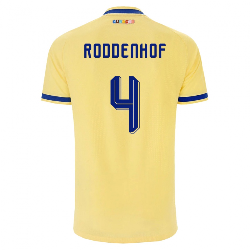 נשים קוראסאו Liyon Roddenhof #4 צהוב כהה ורוד הרחק ג'רזי 26-28 חולצה קצרה